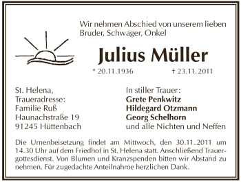 Traueranzeige von Julius Müller von Pegnitz-Zeitung